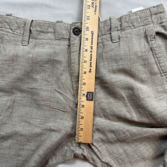 Banana Republic Mens Linen Cotton Glen Plaid Drawstring Pants Beige 32/34 FLAW - Picture 5 of 11
